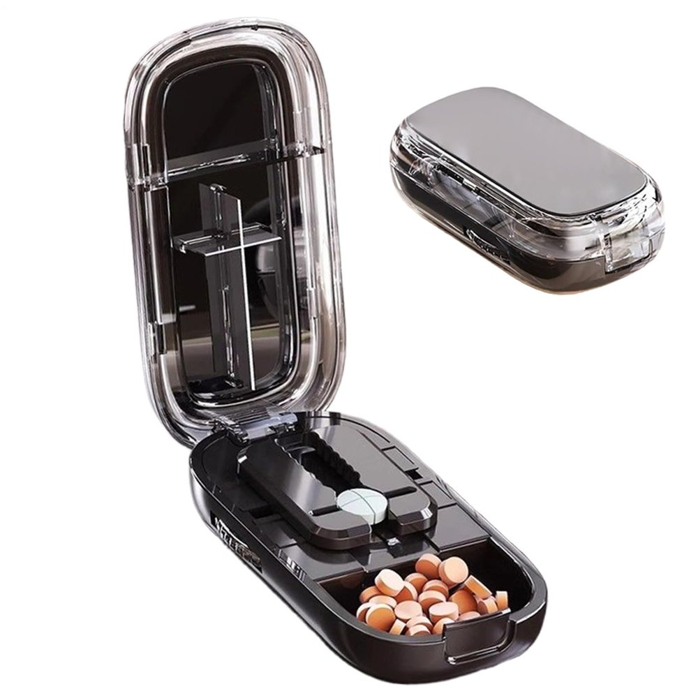 Portable Pill Cutter with Tablet Holder and Splitting Function