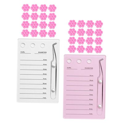 BESTYASH Lash Extension Tray with Flower-Shaped Acrylic Glue Holder and Storage Box