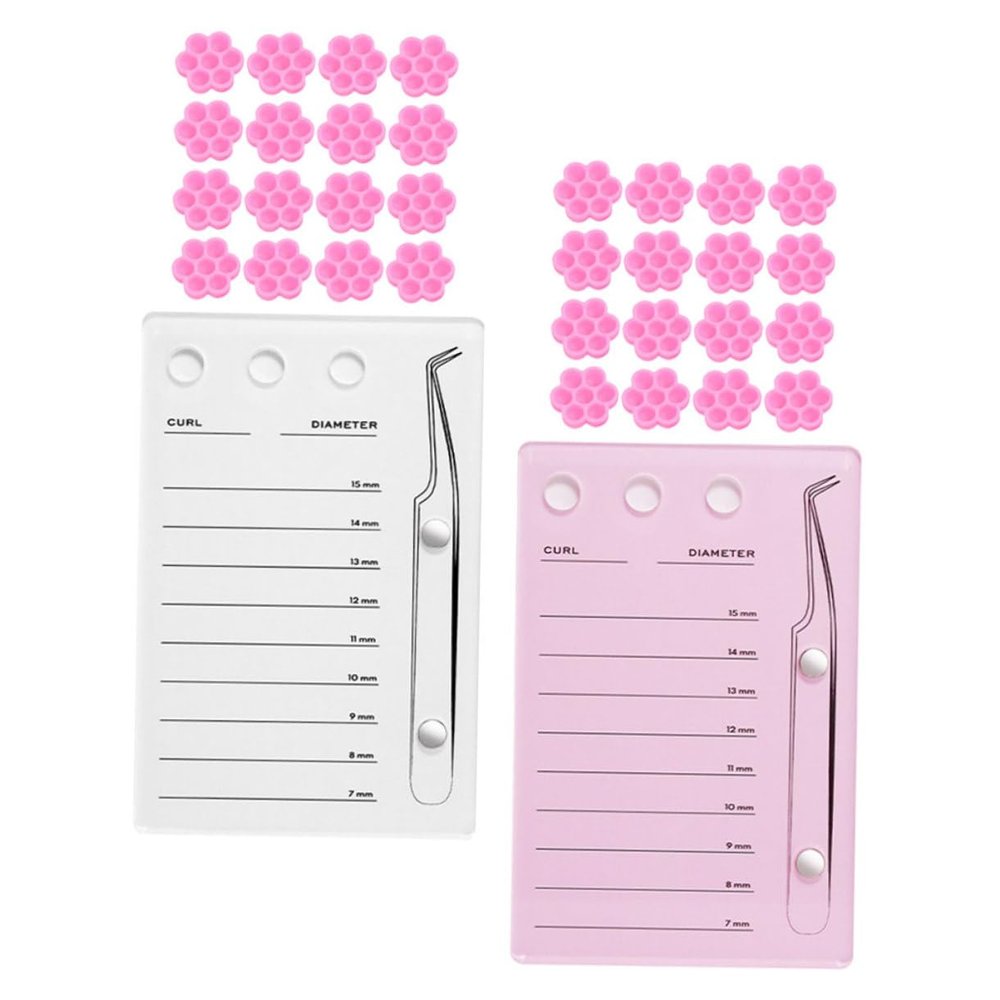 BESTYASH Lash Extension Tray with Flower-Shaped Acrylic Glue Holder and Storage Box