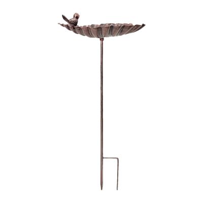 Freestanding Metal Garden Bird Bath on Stake