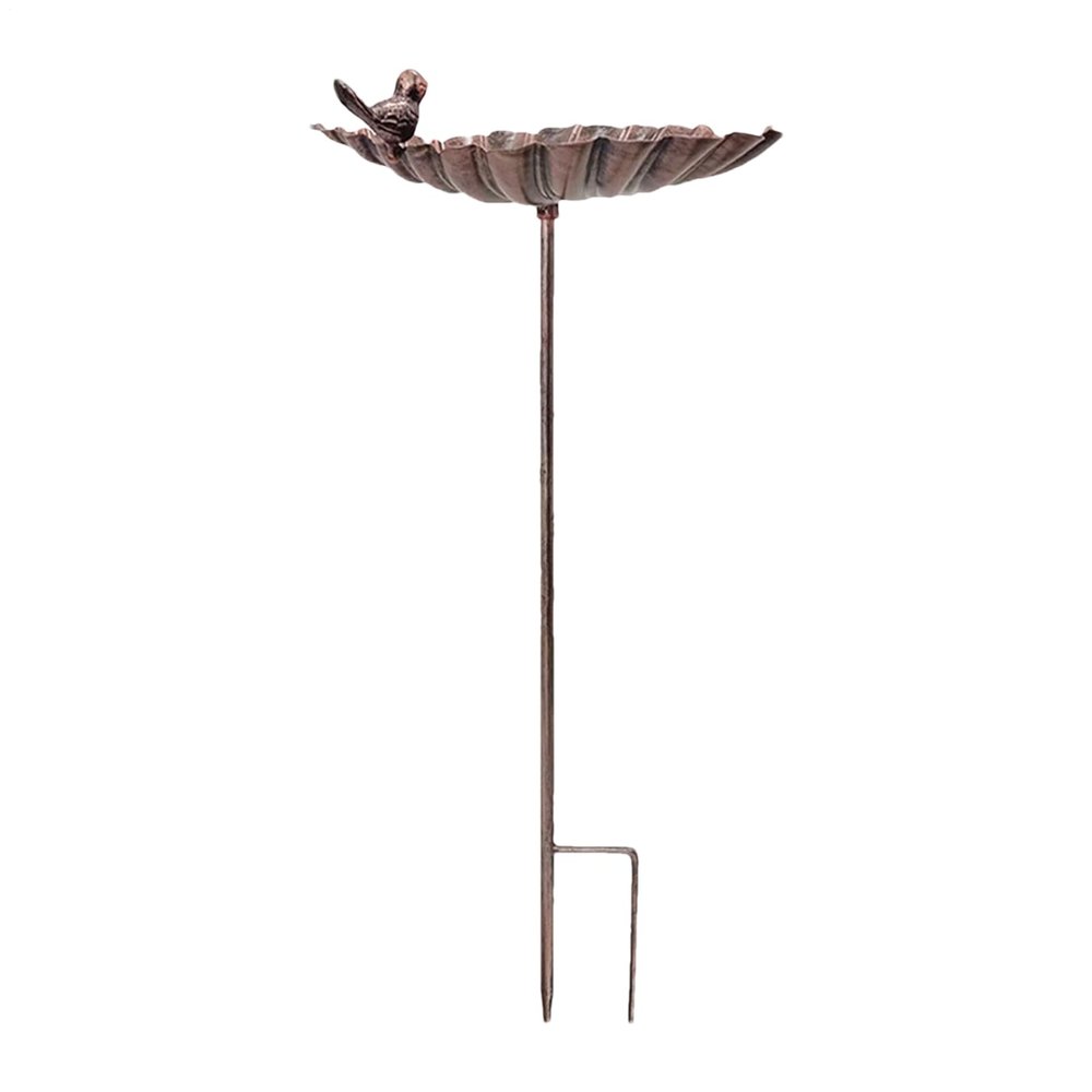 Freestanding Metal Garden Bird Bath on Stake