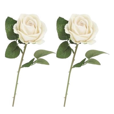 JIEOU Pack of 2 Artificial White Roses
