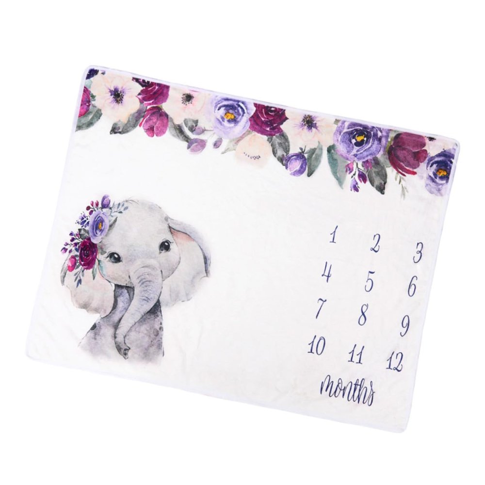 Flannel Elephant Baby Photo Blanket for Newborn Photography