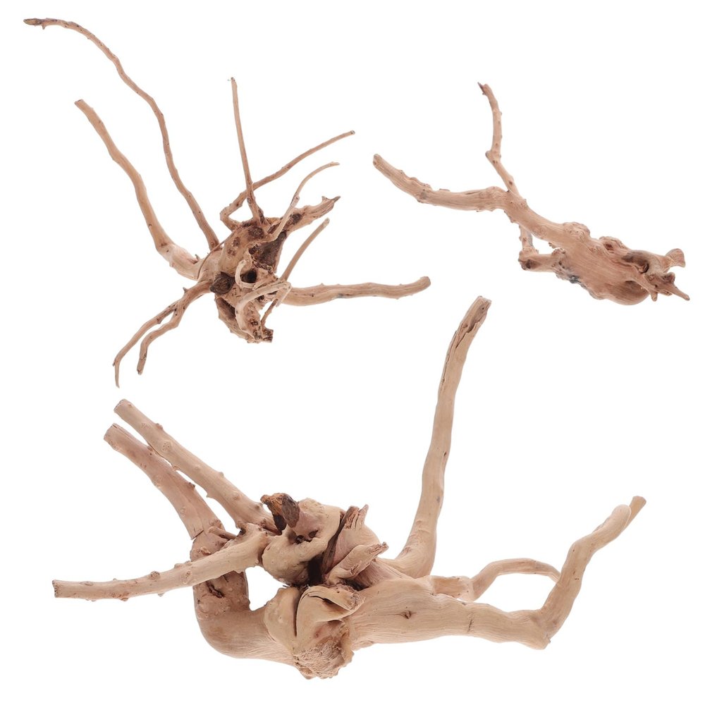 INOOMP 3-Piece Natural Irregular Driftwood Aquarium Decorations for Freshwater Fish