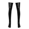 Moggemol Men's Black Latex Thigh-High Socks, Size M view 2