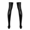Moggemol Men's Black Latex Thigh-High Socks, Size M view 3