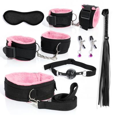 ZeeKoug 7-Piece Couple Outfit with Pink Plush Nylon Cosplay Accessories