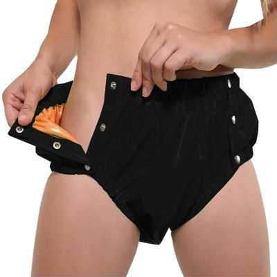 TIANXIAOQWE Shiny PVC Panties for Adults, Wet-Look High-Waisted Lingerie, Black, XS