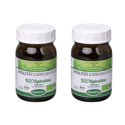 BioSpirulina Tablets 400 mg, Organic, Naturland, 500 Tablets, 2-Can Set