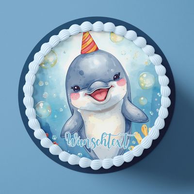 CGD Personalized Edible Fondant or Wafer Paper Cake Topper – Dolphin L1
