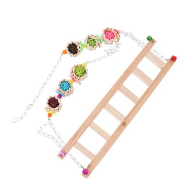 Luxshiny Funny Chicken Toy Wooden Climbing Ladder with Swing Design for Hens and Roosters, Chewable Wooden Ladder as Pet Toy and Perch, Random Color