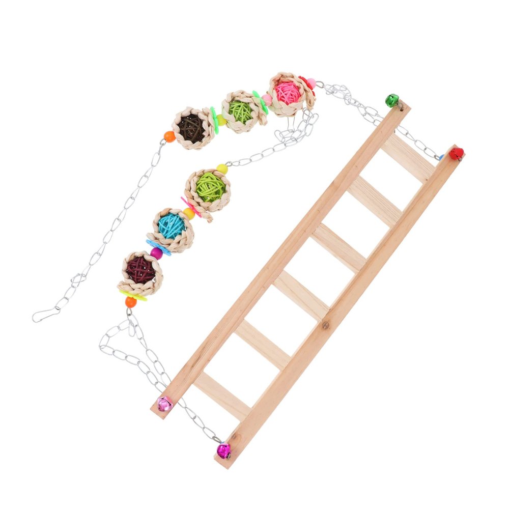 Luxshiny Funny Chicken Toy Wooden Climbing Ladder with Swing Design for Hens and Roosters, Chewable Wooden Ladder as Pet Toy and Perch, Random Color