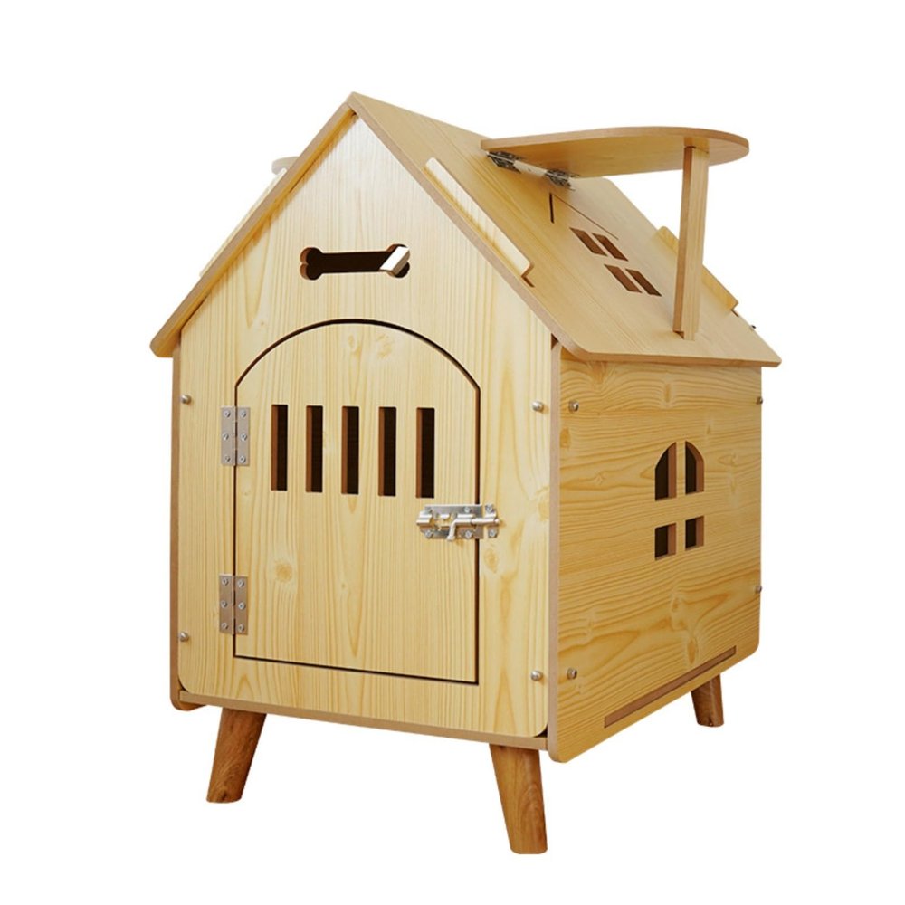 Wooden Dog House for Indoor and Outdoor Use, Windproof and Rainproof, with Upper Storage, Easy Assembly, for Small to Medium Pets