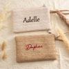 KEMEILA Personalized Cosmetic Case, Bridesmaid Gift, Straw Makeup Bag with Name, Boho Bridal Gift Idea view 4