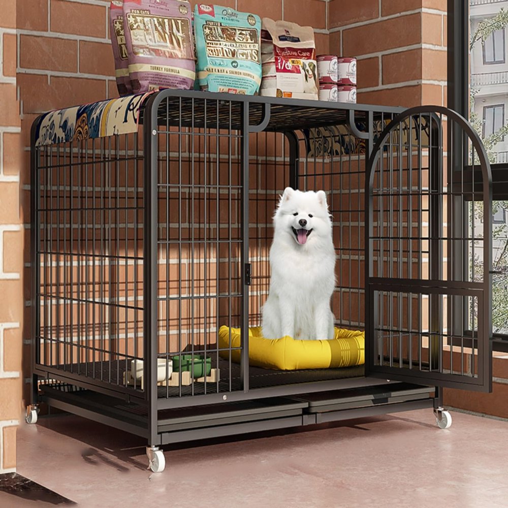 Indestructible Dog Crate with Skylight, Improved Ventilation, Easy to Move and Clean, Ideal for Indoor Use