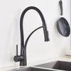 Matte Black Chrome Pull-Down Kitchen Faucet with Swivel Spout view 1