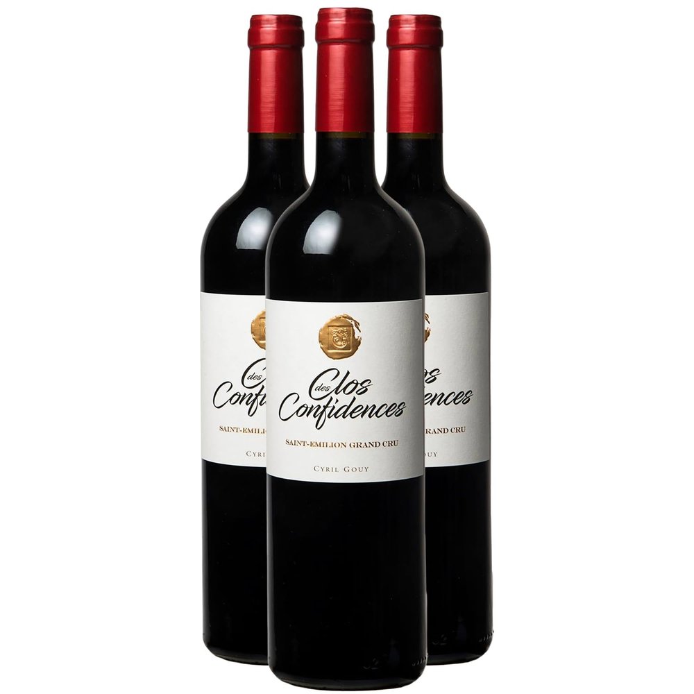 Clos des Confidences Saint-Émilion Grand Cru Red Wine 2020 - PDO - Bordeaux, France - Merlot, Cabernet Sauvignon - 3 x 750 ml