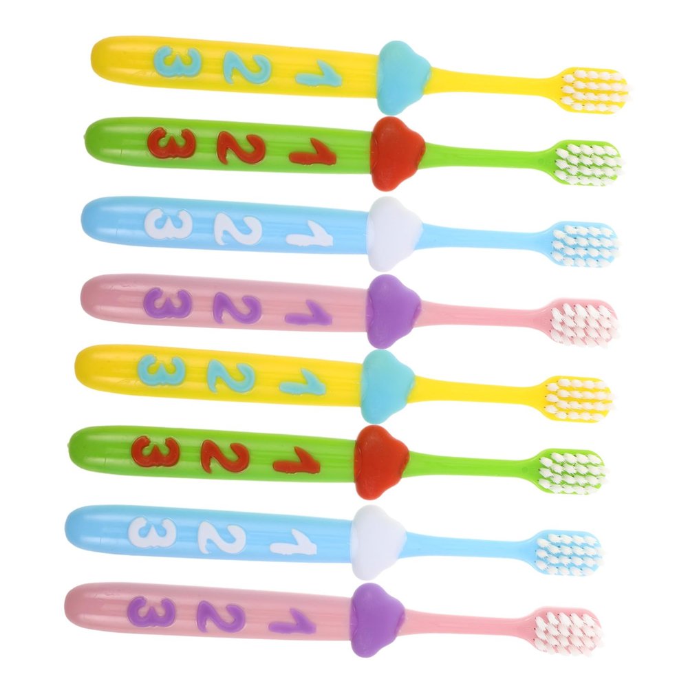 FRCOLOR 2-Piece Children's Toothbrush Set, Soft Bristles, Ergonomic Numbered Handle