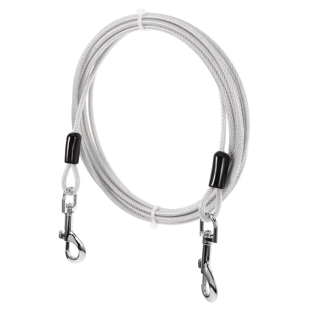 Dog Leash with Stainless Steel Hook and PVC, Silver