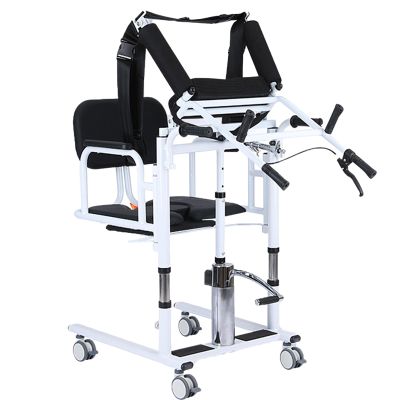 Hydraulic Patient Lift Transfer Chair with 180° Split Seat (Black, A)