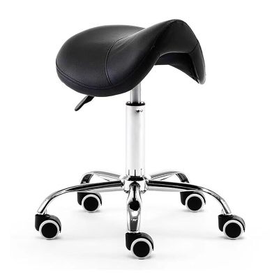 FXLUHAY Rolling Saddle Stool, Swivel Salon Chair for Spa Massage, Black