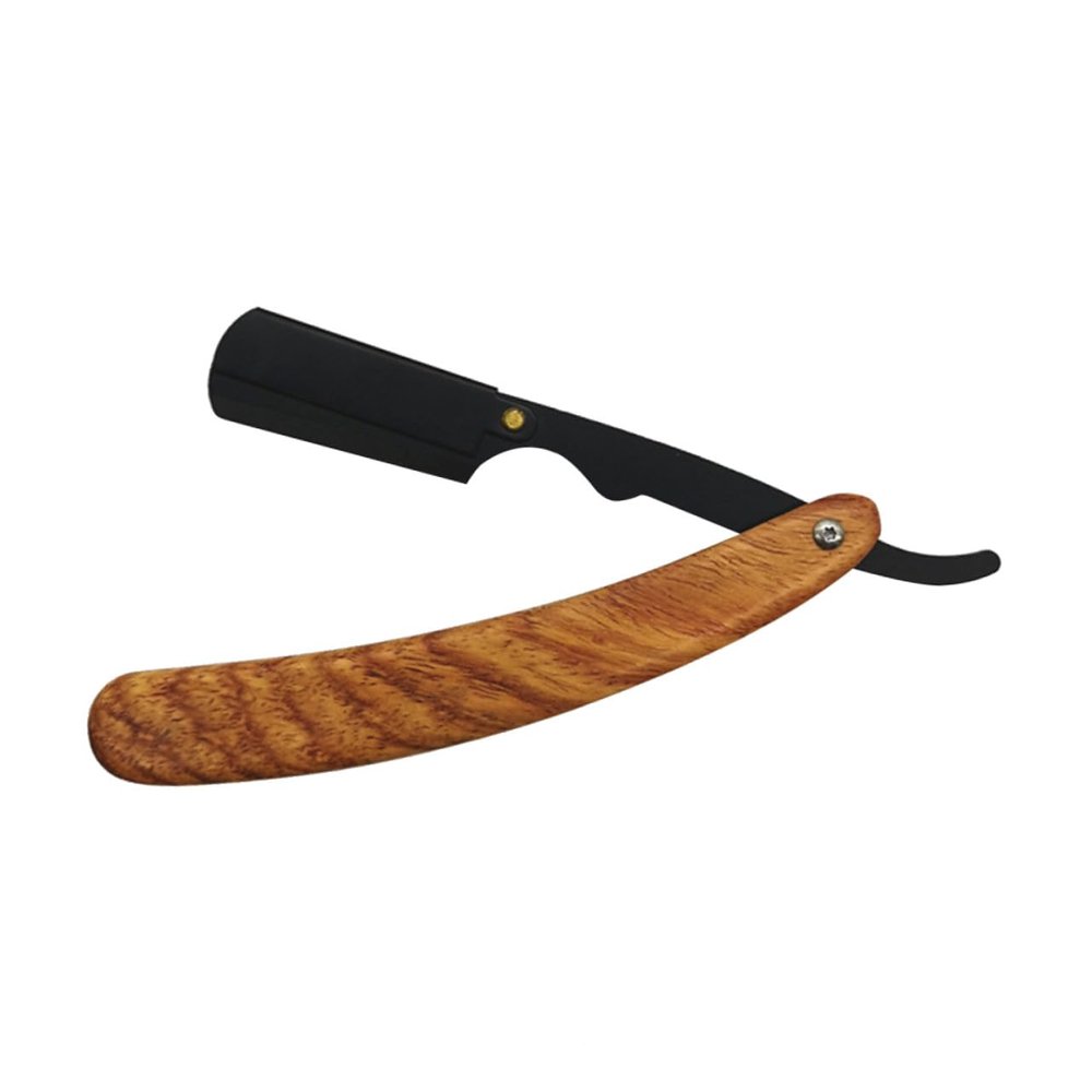 Wooden Manual Beard and Eyebrow Razor with Holder