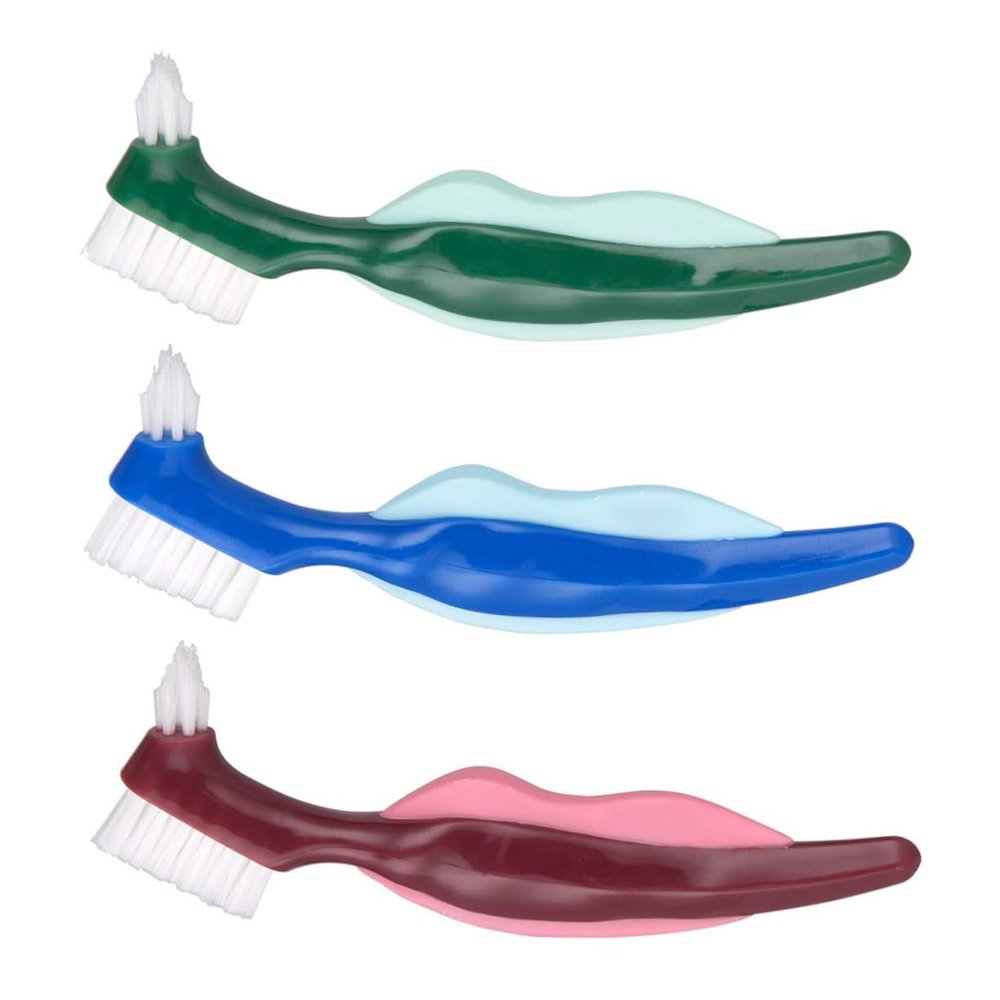 SOIMISS 3-Piece Denture Cleaning Brush with Brush Heads for Surface and Detail Cleaning