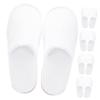 PENIKOKO Non-Slip Coral Fleece Spa Slippers, 5 Pairs, White view 1