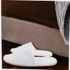 PENIKOKO Non-Slip Coral Fleece Spa Slippers, 5 Pairs, White view 3