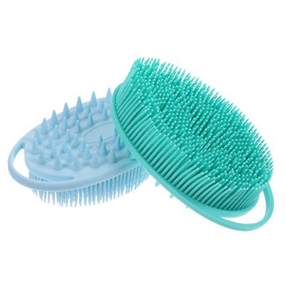 HAMPPLIES 2-Pack Silicone Shower Brush with Hooks, Double-Sided Body and Hair Washing Brush, Gentle Exfoliation and Massage, Hygienic and Durable