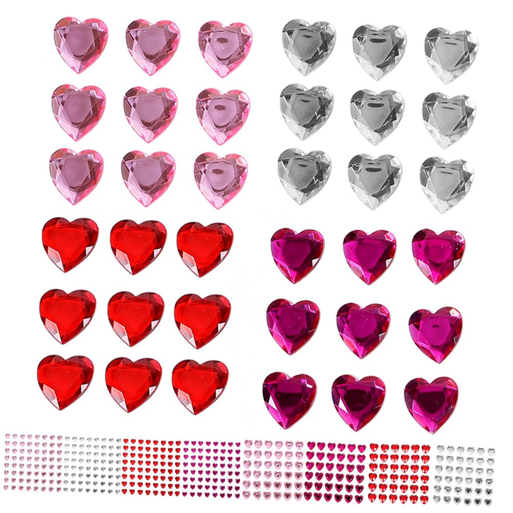 TOGEVAL 12-Sheet Heart-Shaped Acrylic Rhinestone Stickers