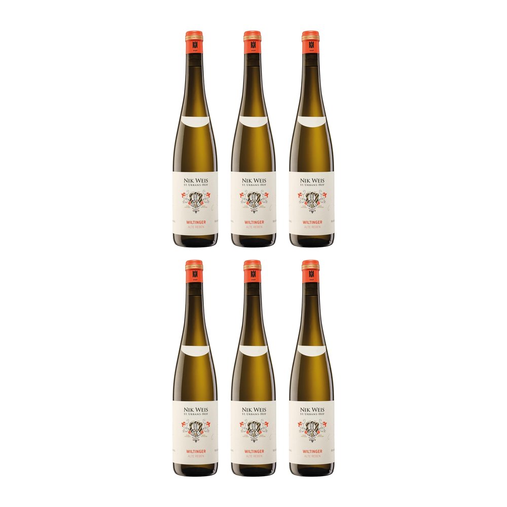 Nik Weis Wiltinger Alte Rebe White Wine, Off-Dry, Germany, incl. FeinWert E-Book (6 x 0.75 L)