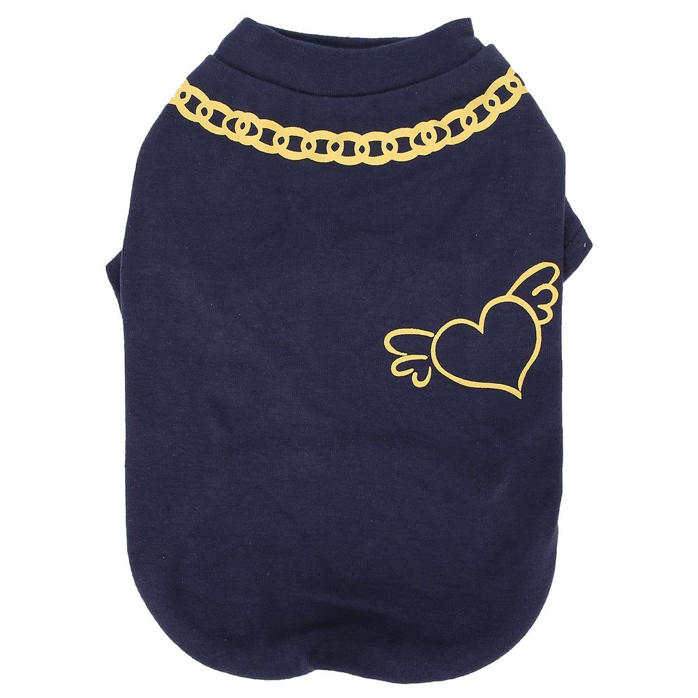 Blue Cotton Dog Shirt with Spring Print, Puppy Vest (L)