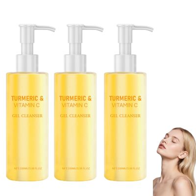 Turmeric Vitamin C Facial Cleanser, Brightening Exfoliating Face Wash Gel (3 pcs)
