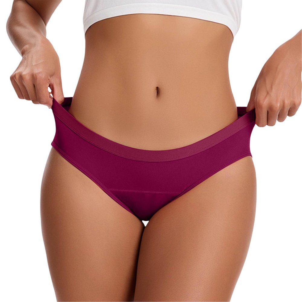 Women’s Absorbent, Washable Leakproof Underwear, 56 ml, for Pregnancy and Postpartum, Cherry Red/Purple, XS
