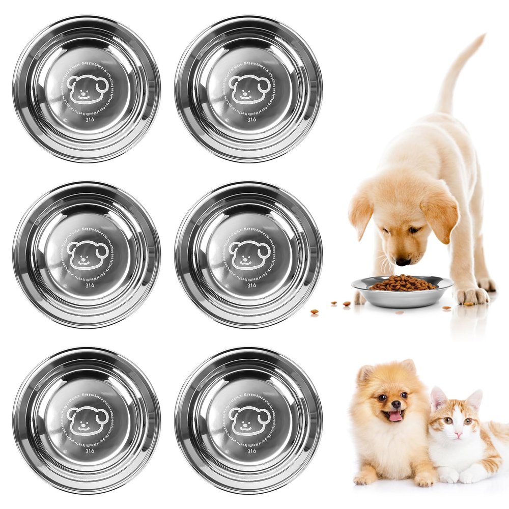 6-Pack Stainless Steel Dog Bowls
