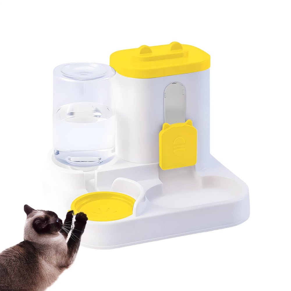 2-in-1 Automatic Cat Feeder and Water Dispenser, Leak-Proof