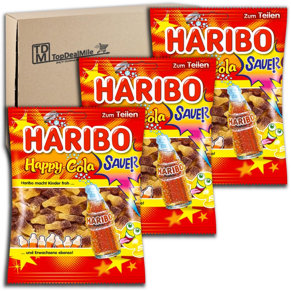 TopDealMile Haribo Happy-Cola Sour, 3 x 175 g