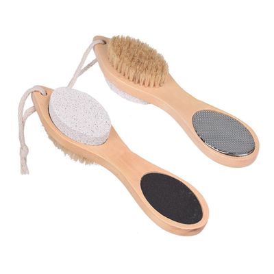 Beaupretty Wooden Pedicure File and Callus Remover, Double-Sided with Pumice Brush