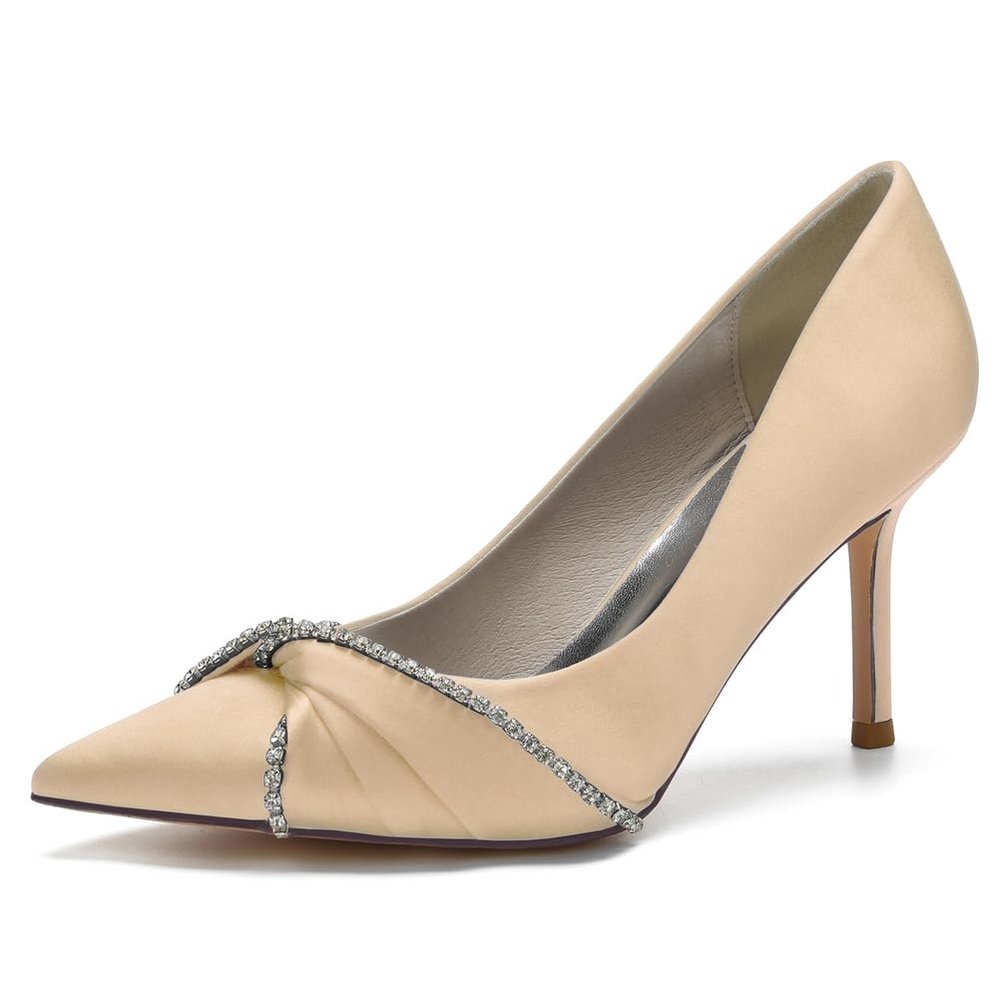 RBQIZVW Women's Court Shoes High Heels, Low Kitten Heel Pumps, Comfort Plus, Champagne, Size 41