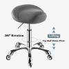 FXLUHAY Saddle Stool with Wheels, Adjustable Height and Soft Cushion, Multicolored view 3