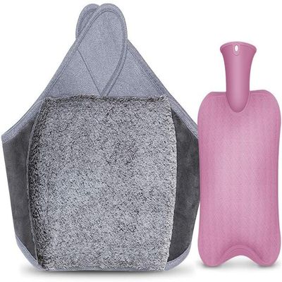 sheyaoge 1 L Natural Rubber Hot Water Bottle with 120 cm Belt for Neck, Shoulders, Back, Hands, Legs and Menstrual Cramps