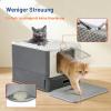 Marchul Stainless Steel Cat Litter Box with Lid, Drawer Design, Scoop, Mat and Brush, Dark Gray view 4