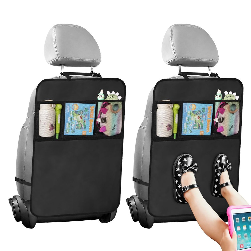 Adiwo 2-Pack Car Seat Back Protectors with Mesh Pockets