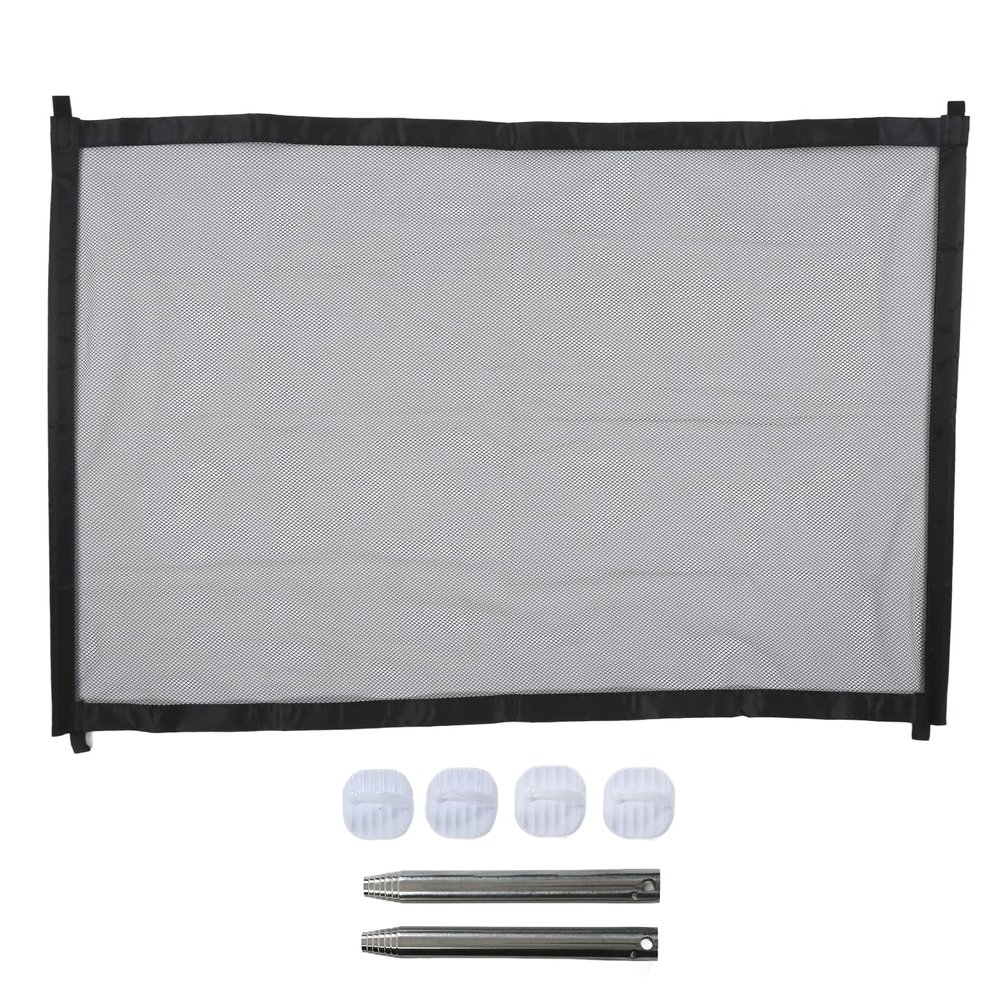 Pet Safety Guard Mesh Barrier, Dog Protection, Indoor, Lightweight, Portable, White, 4 Hooks, 2 Telescopic Rods (S)