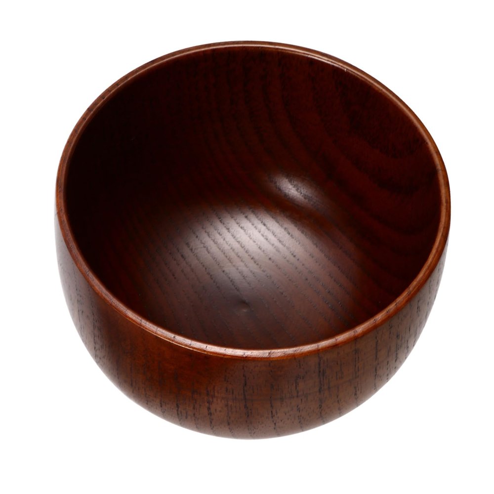 DECORNIJIA Brown Round Wooden Shaving Bowl with Comfortable Handle