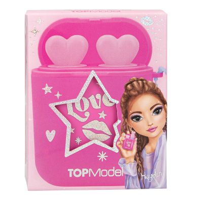 Depesche 13811 TOPModel Beauty and Me Lip Gloss Set, 2 Small Lip Glosses, Pink and Rose, Fruity Scents, Headphone Case