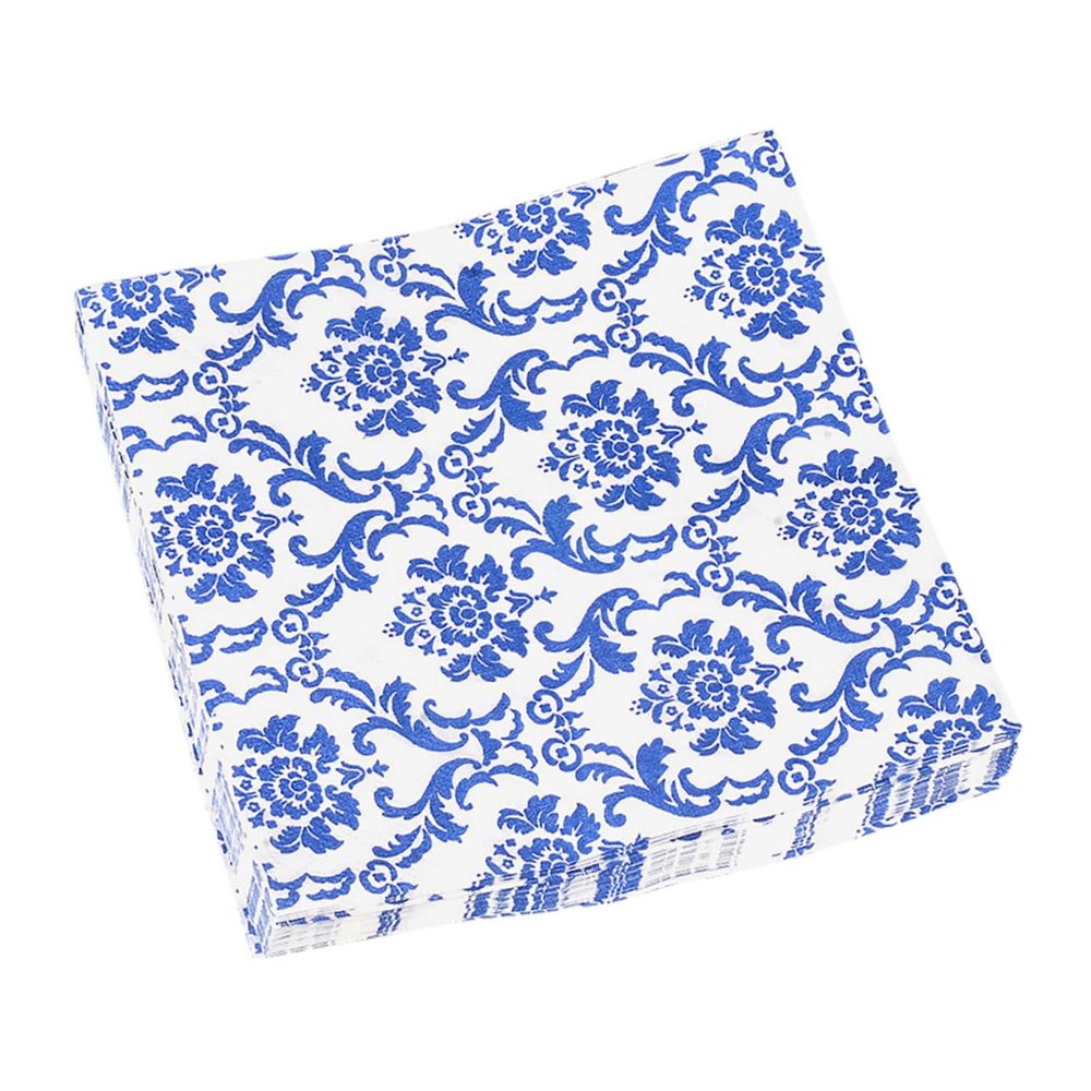 VICASKY Blue Floral Paper Napkins - 100 Sheets