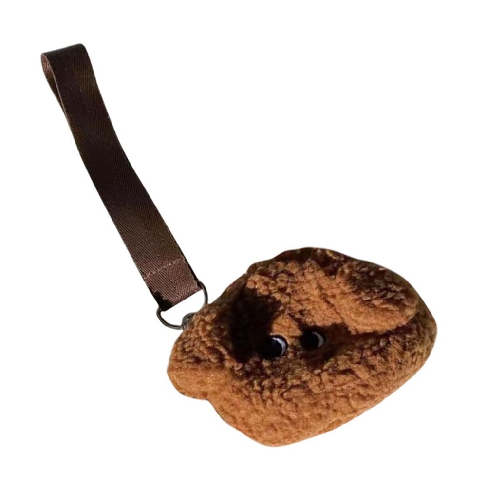 ibasenice Plush Dog Waste Bag Dispenser in Brown with Hanging Hook - Cartoon Dog Head Design