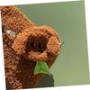 ibasenice Plush Dog Waste Bag Dispenser in Brown with Hanging Hook - Cartoon Dog Head Design view 4